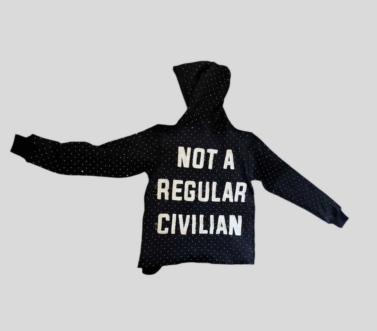 Maximizing my aura - Rhinestone and distressed hoodie